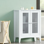 Artiss Bathroom Storage Cabinet 80cm Buffet Sideboard Floor Cupboard Toilet Glass White - Furniture > Bathroom >