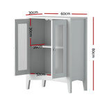 Artiss Bathroom Storage Cabinet 80cm Buffet Sideboard Floor Cupboard Toilet Glass White - Furniture > Bathroom >