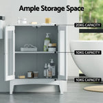 Artiss Bathroom Storage Cabinet 80cm Buffet Sideboard Floor Cupboard Toilet Glass White - Furniture > Bathroom >