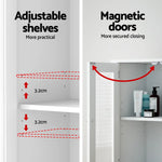Artiss Bathroom Storage Cabinet 80cm Buffet Sideboard Floor Cupboard Toilet Glass White - Furniture > Bathroom >