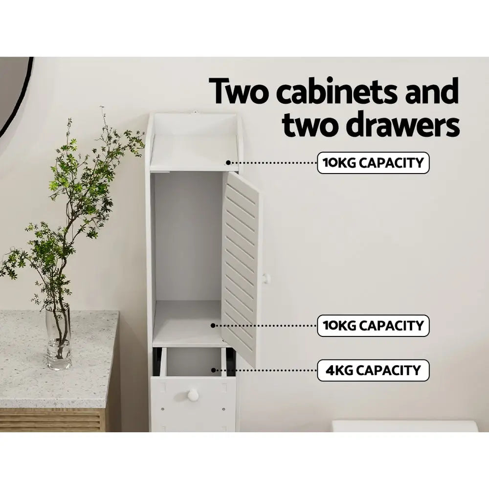 Artiss Bathroom Toilet Storage Cabinet Laundry Tallboy Cupboard Slim Corner - Furniture > Bathroom > Bathroom Cabinets