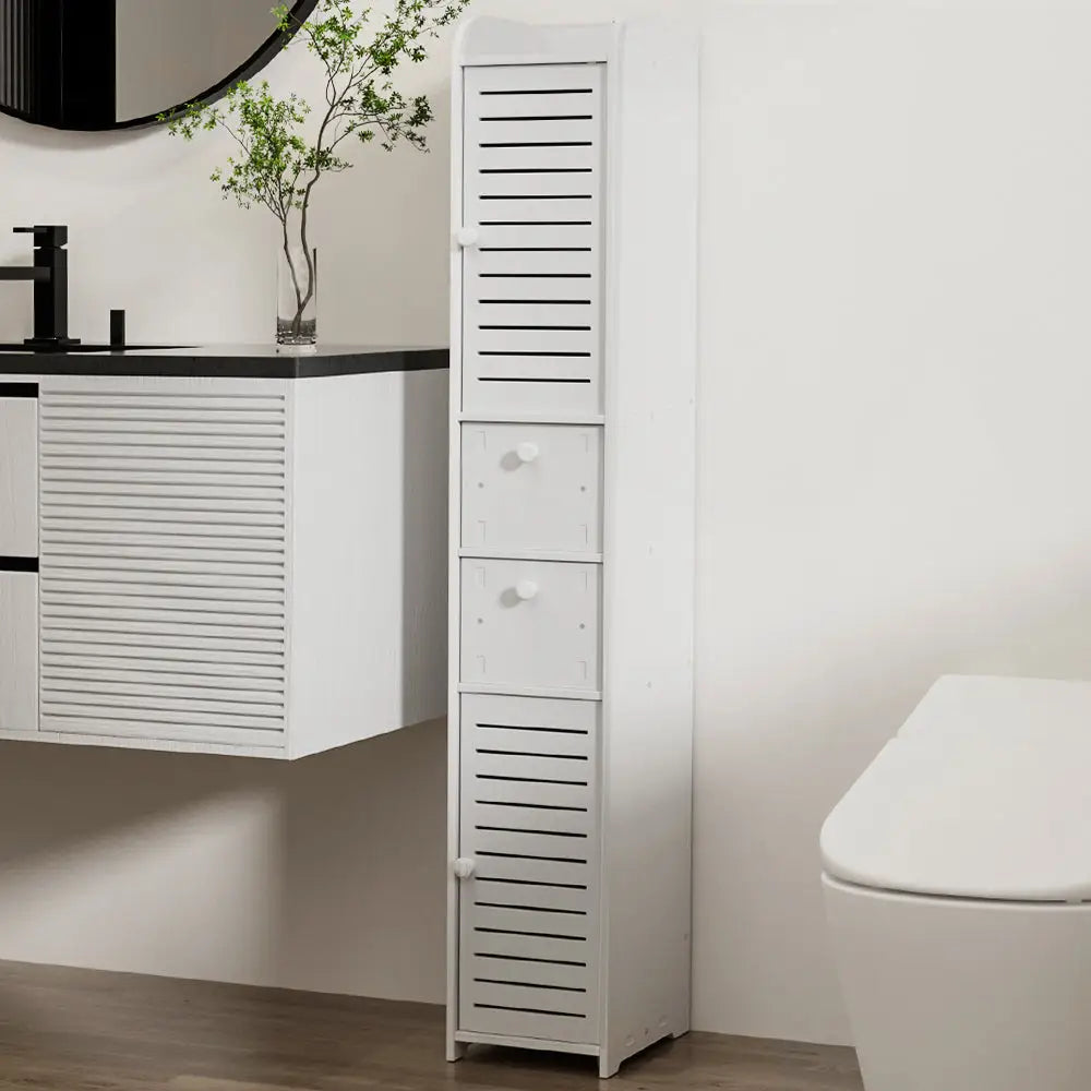 Artiss Bathroom Toilet Storage Cabinet Laundry Tallboy Cupboard Slim Corner - Furniture > Bathroom > Bathroom Cabinets