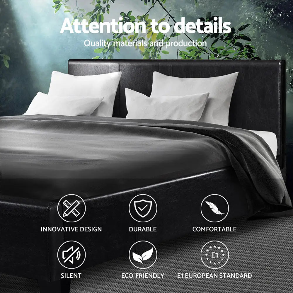 Artiss Bed Frame Double Size Black NEO - Furniture > Bedroom