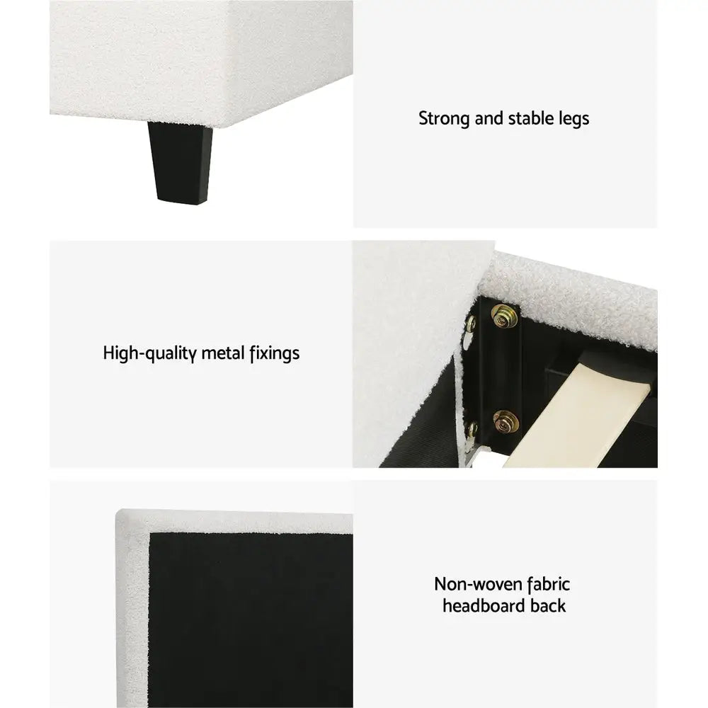 Artiss Bed Frame Double Size Boucle NEO - Furniture > Bedroom