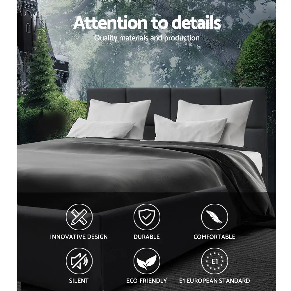Artiss Bed Frame Double Size Charcoal TINO - Furniture > Bedroom