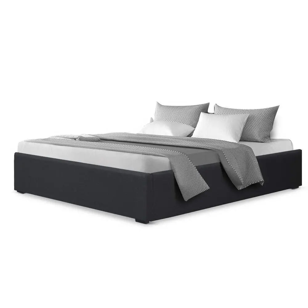 Artiss Bed Frame Double Size Gas Lift Base Charcoal TOKI - Furniture > Bedroom
