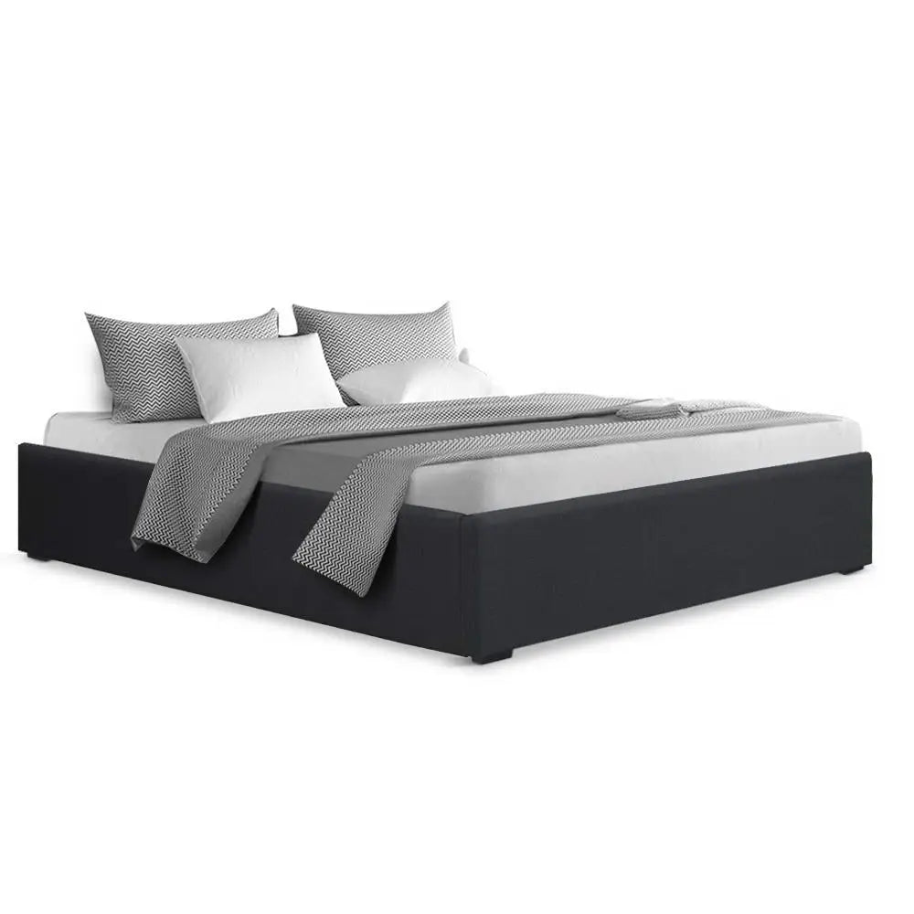 Artiss Bed Frame Double Size Gas Lift Base Charcoal TOKI - Furniture > Bedroom