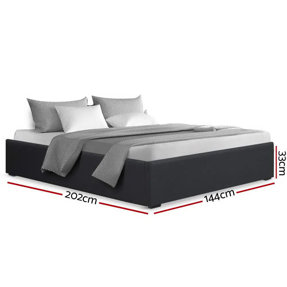 Artiss Bed Frame Double Size Gas Lift Base Charcoal TOKI - Furniture > Bedroom