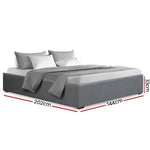 Artiss Bed Frame Double Size Gas Lift Base Grey TOKI - Furniture > Bedroom