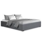 Artiss Bed Frame Double Size Gas Lift Base Grey TOKI - Furniture > Bedroom