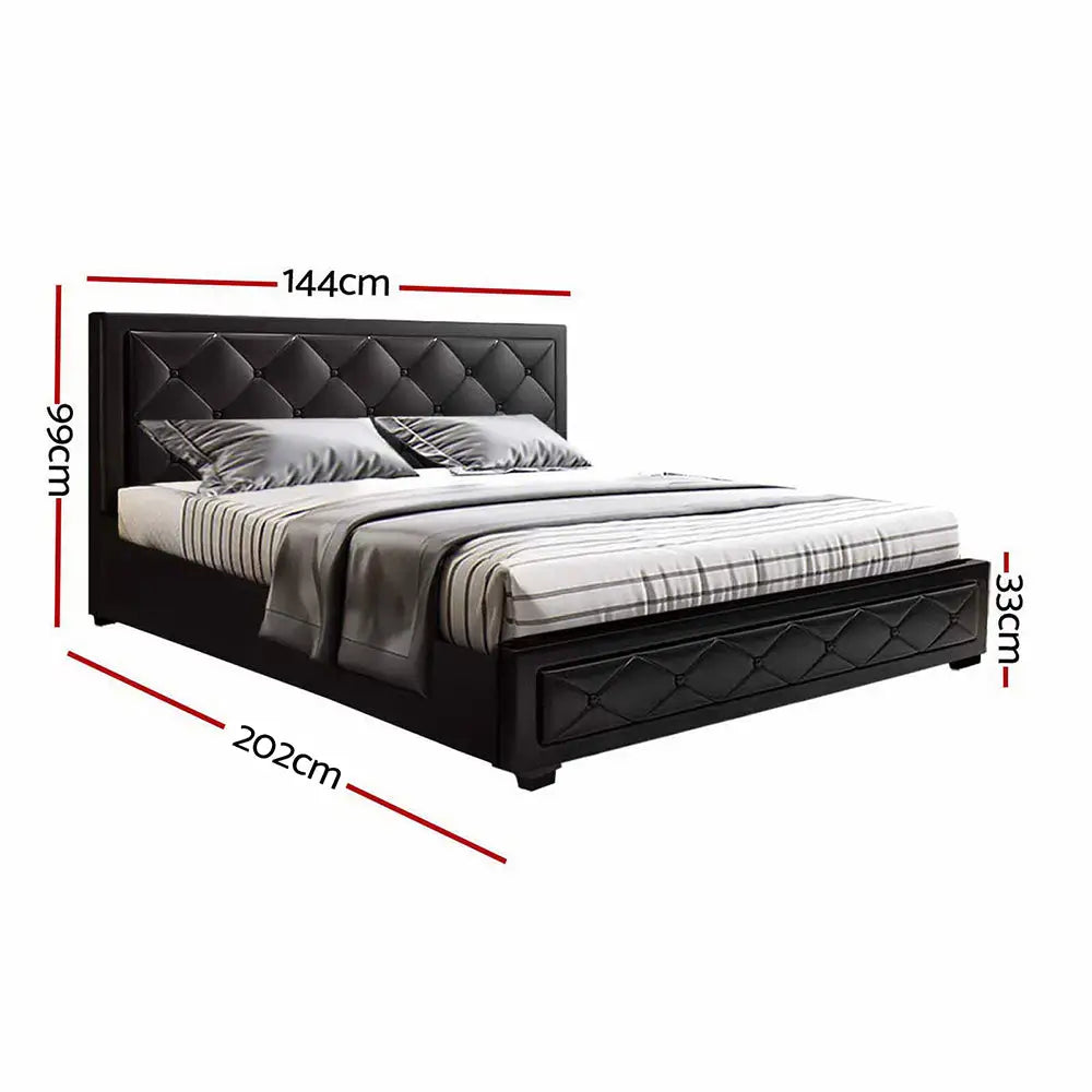 Artiss Bed Frame Double Size Gas Lift Black TIYO - Furniture > Bedroom