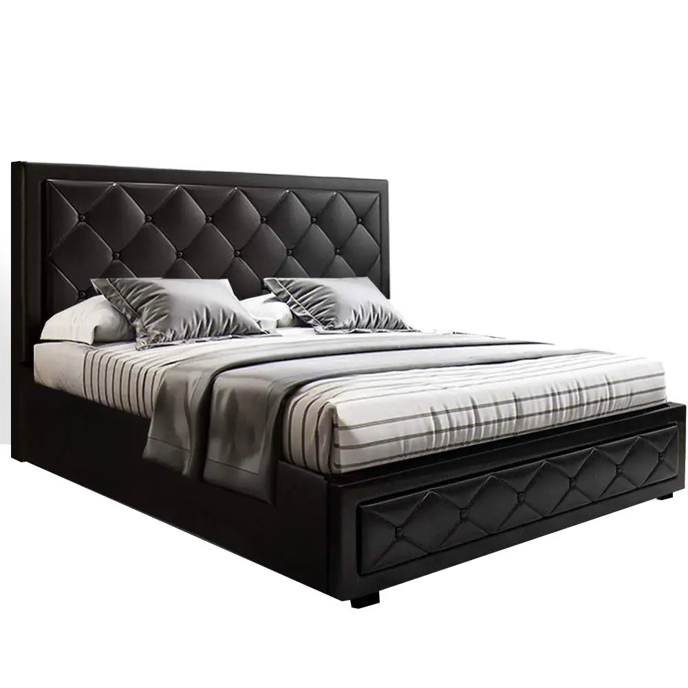 Artiss Bed Frame Double Size Gas Lift Black TIYO - Furniture > Bedroom