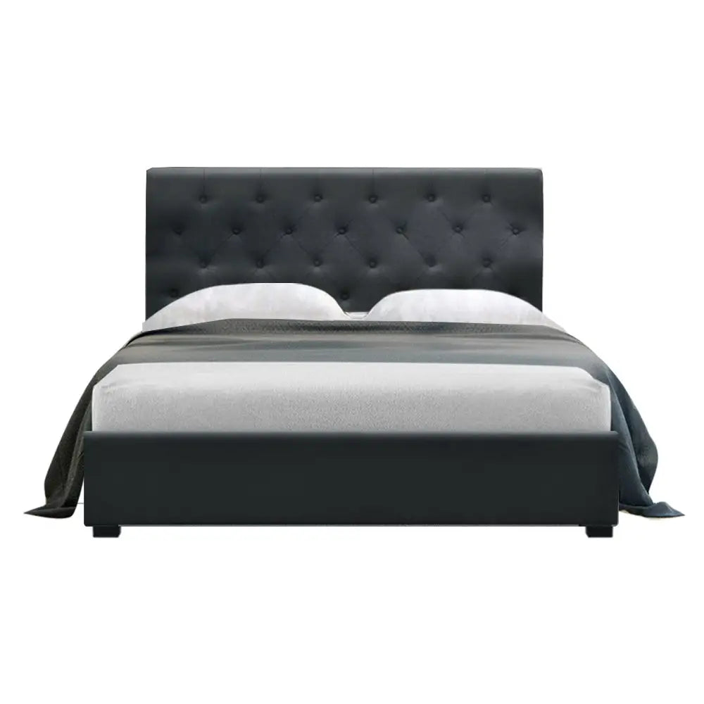 Artiss Bed Frame Double Size Gas Lift Charcoal VILA - Furniture > Bedroom