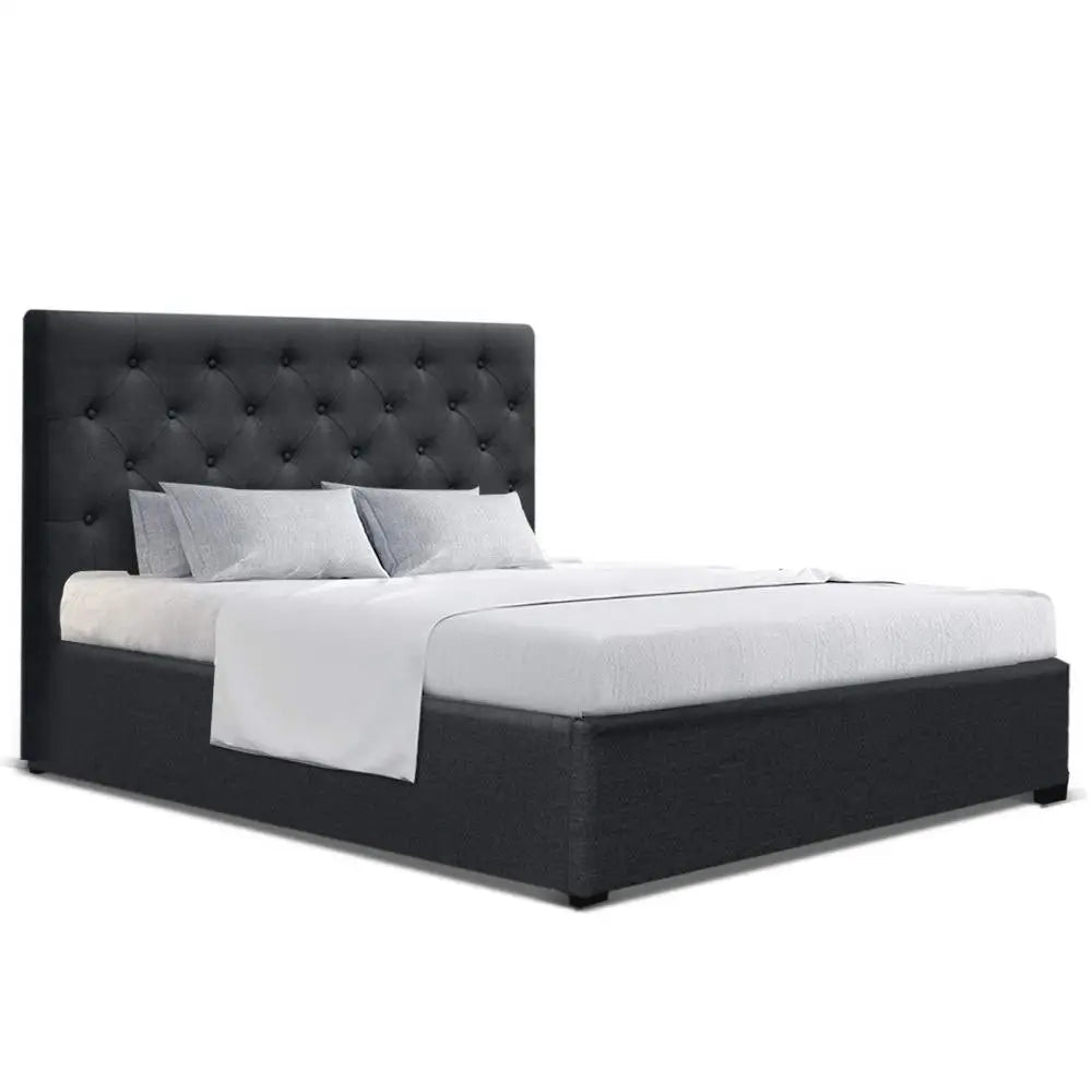 Artiss Bed Frame Double Size Gas Lift Charcoal VILA - Furniture > Bedroom