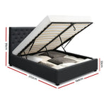 Artiss Bed Frame Double Size Gas Lift Charcoal VILA - Furniture > Bedroom
