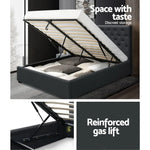 Artiss Bed Frame Double Size Gas Lift Charcoal VILA - Furniture > Bedroom