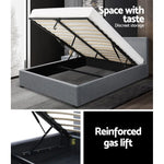 Artiss Bed Frame Double Size Gas Lift Grey NINO - Furniture > Bedroom