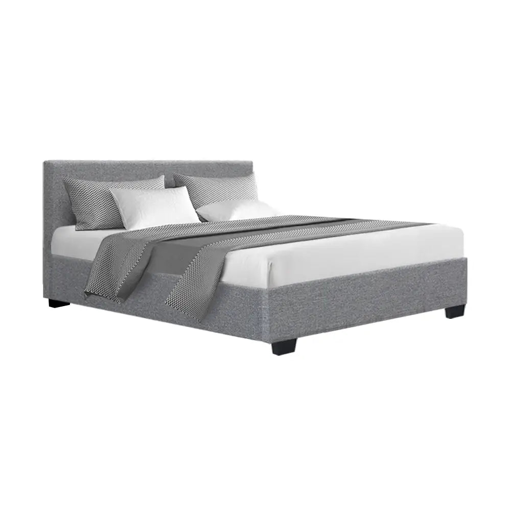 Artiss Bed Frame Double Size Gas Lift Grey NINO - Furniture > Bedroom