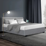 Artiss Bed Frame Double Size Gas Lift Grey NINO - Furniture > Bedroom