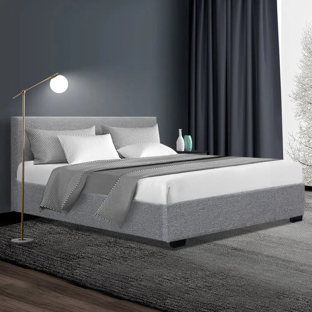 Artiss Bed Frame Double Size Gas Lift Grey NINO - Furniture > Bedroom