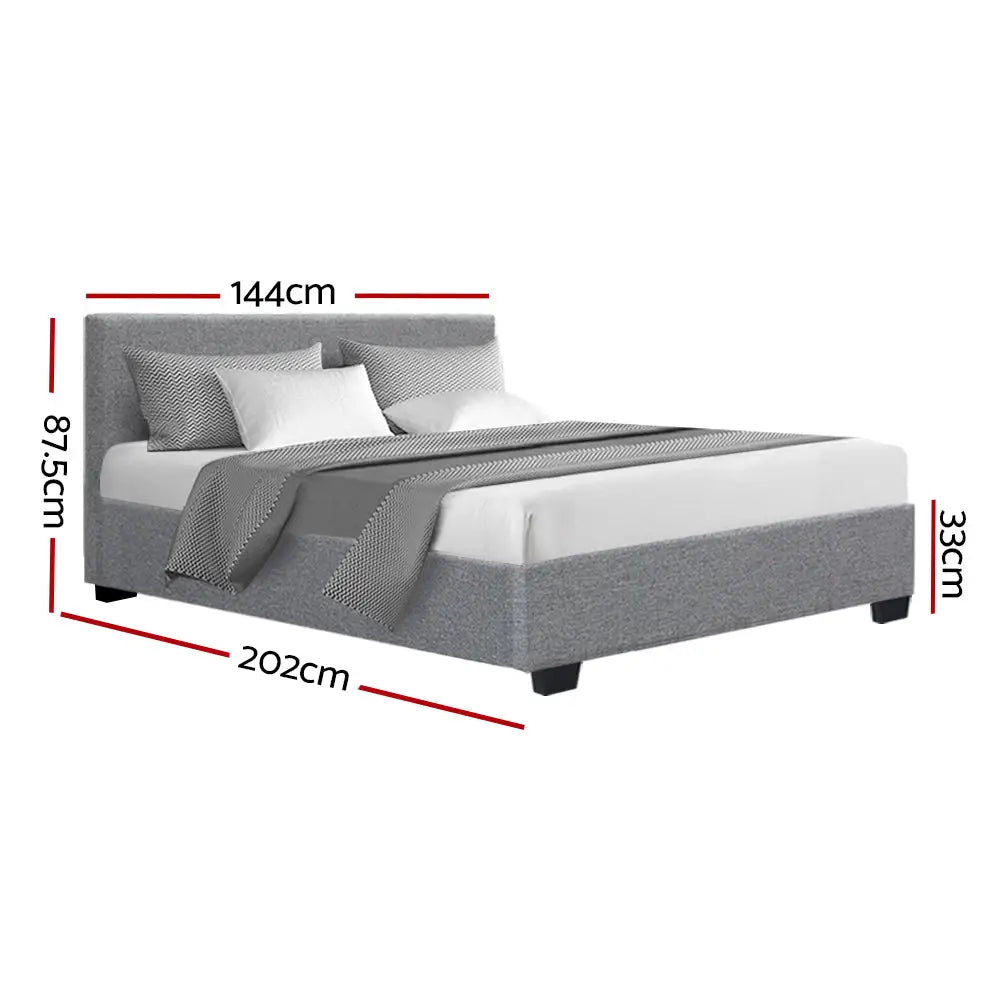 Artiss Bed Frame Double Size Gas Lift Grey NINO - Furniture > Bedroom