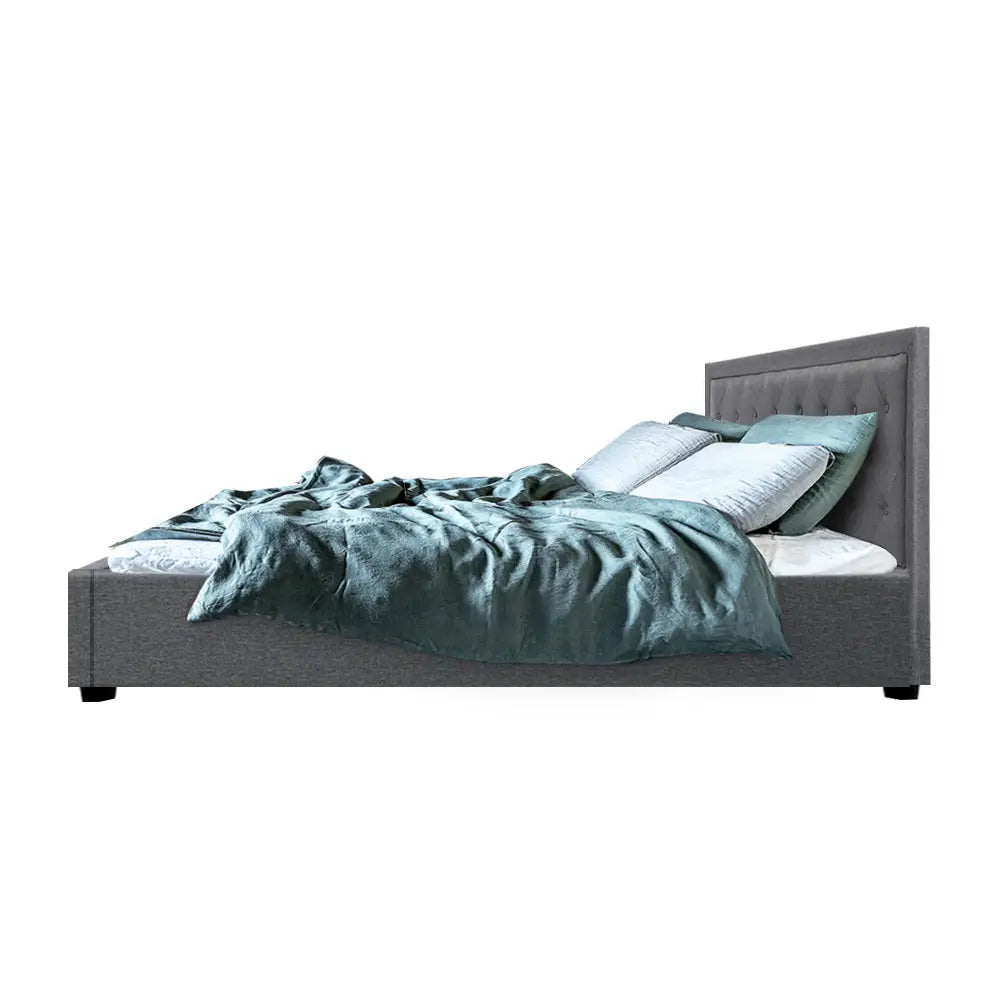 Artiss Bed Frame Double Size Gas Lift Grey TIYO - Furniture > Bedroom