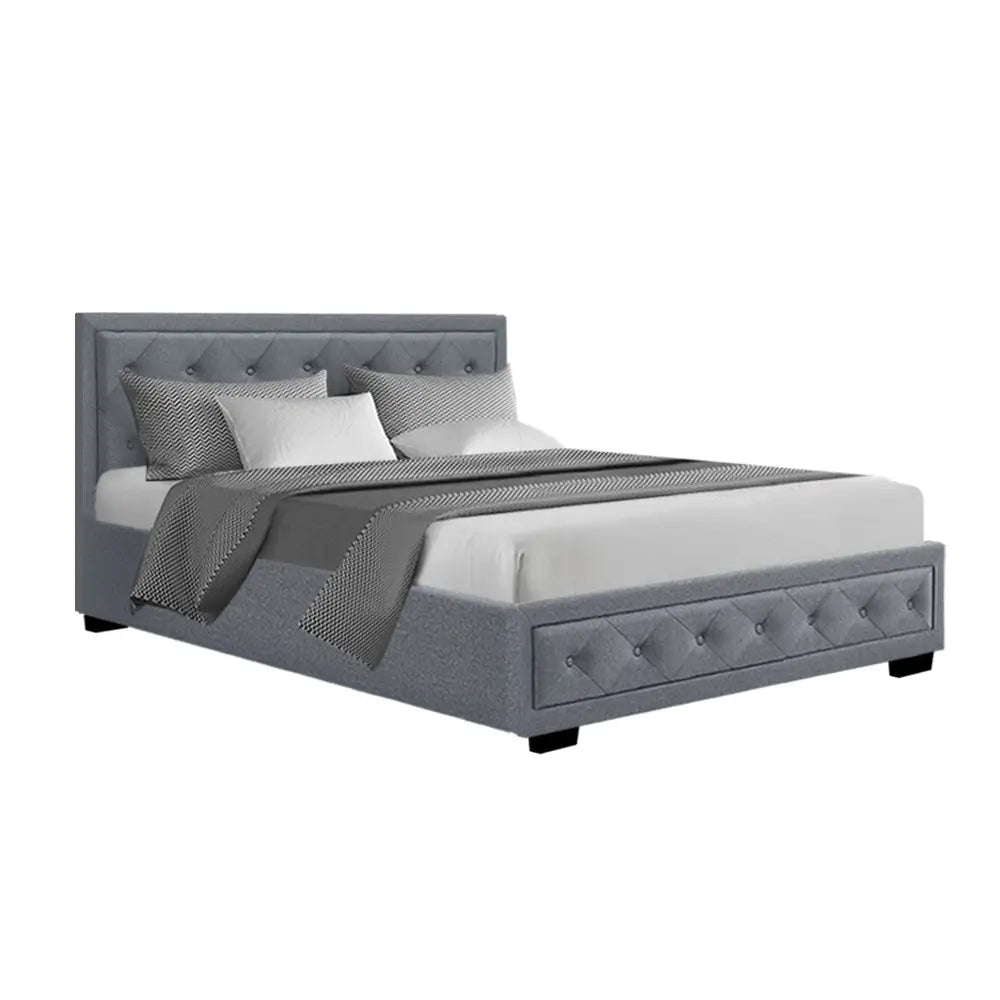Artiss Bed Frame Double Size Gas Lift Grey TIYO - Furniture > Bedroom