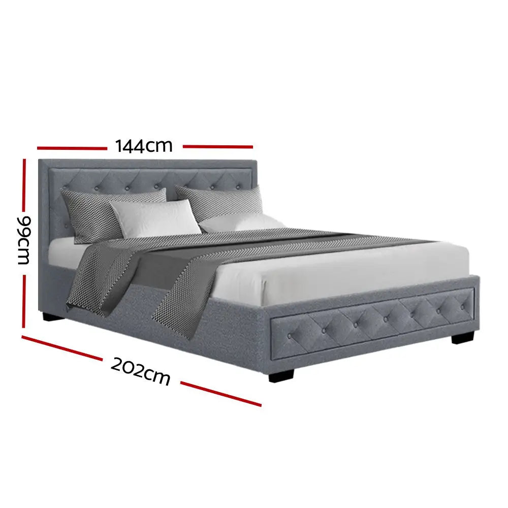 Artiss Bed Frame Double Size Gas Lift Grey TIYO - Furniture > Bedroom