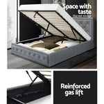 Artiss Bed Frame Double Size Gas Lift Grey TIYO - Furniture > Bedroom