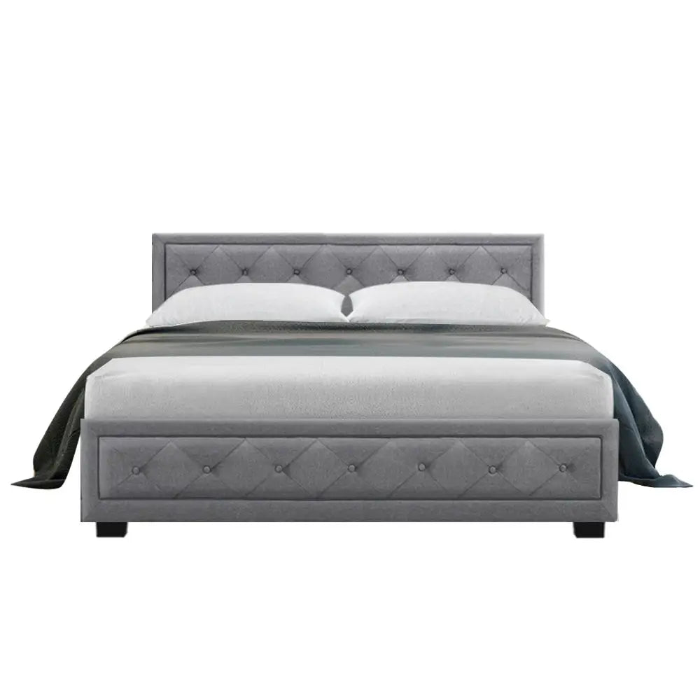Artiss Bed Frame Double Size Gas Lift Grey TIYO - Furniture > Bedroom