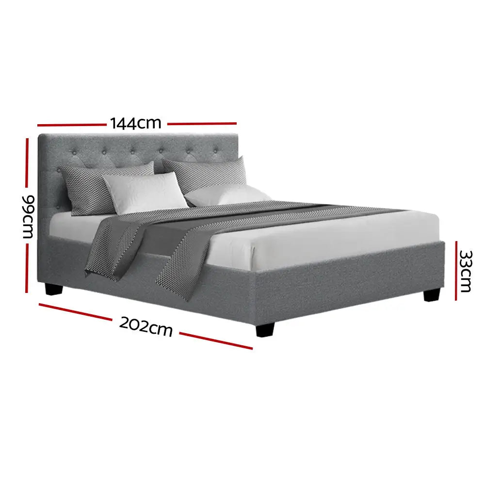 Artiss Bed Frame Double Size Gas Lift Grey VILA - Furniture > Bedroom