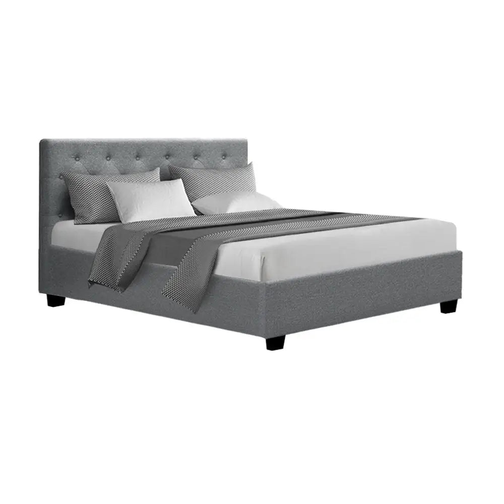 Artiss Bed Frame Double Size Gas Lift Grey VILA - Furniture > Bedroom
