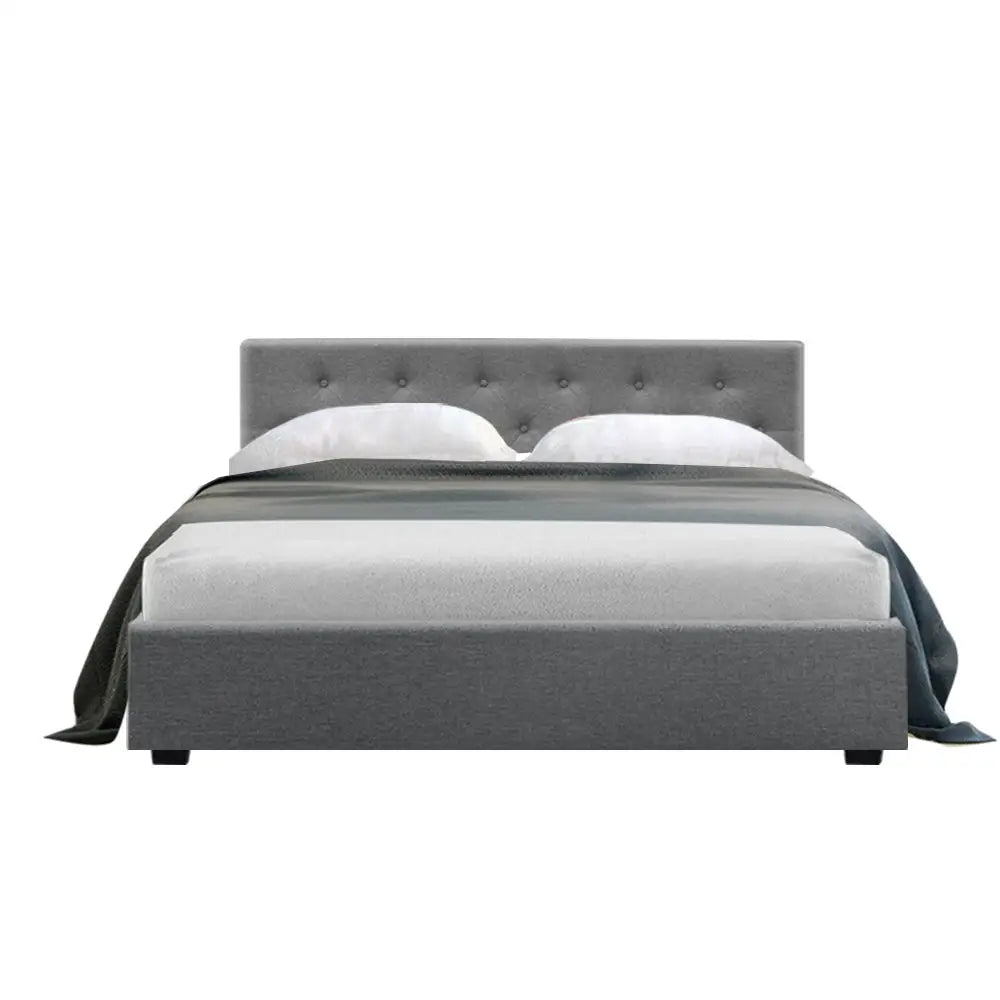 Artiss Bed Frame Double Size Gas Lift Grey VILA - Furniture > Bedroom