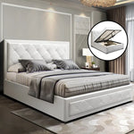 Artiss Bed Frame Double Size Gas Lift White TIYO - Furniture > Bedroom