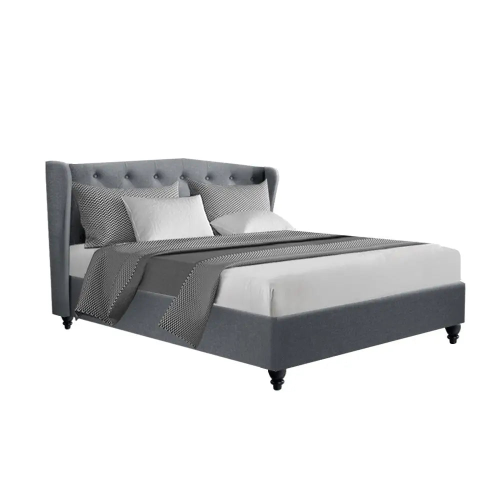 Artiss Bed Frame Double Size Grey PIER - Furniture > Bedroom