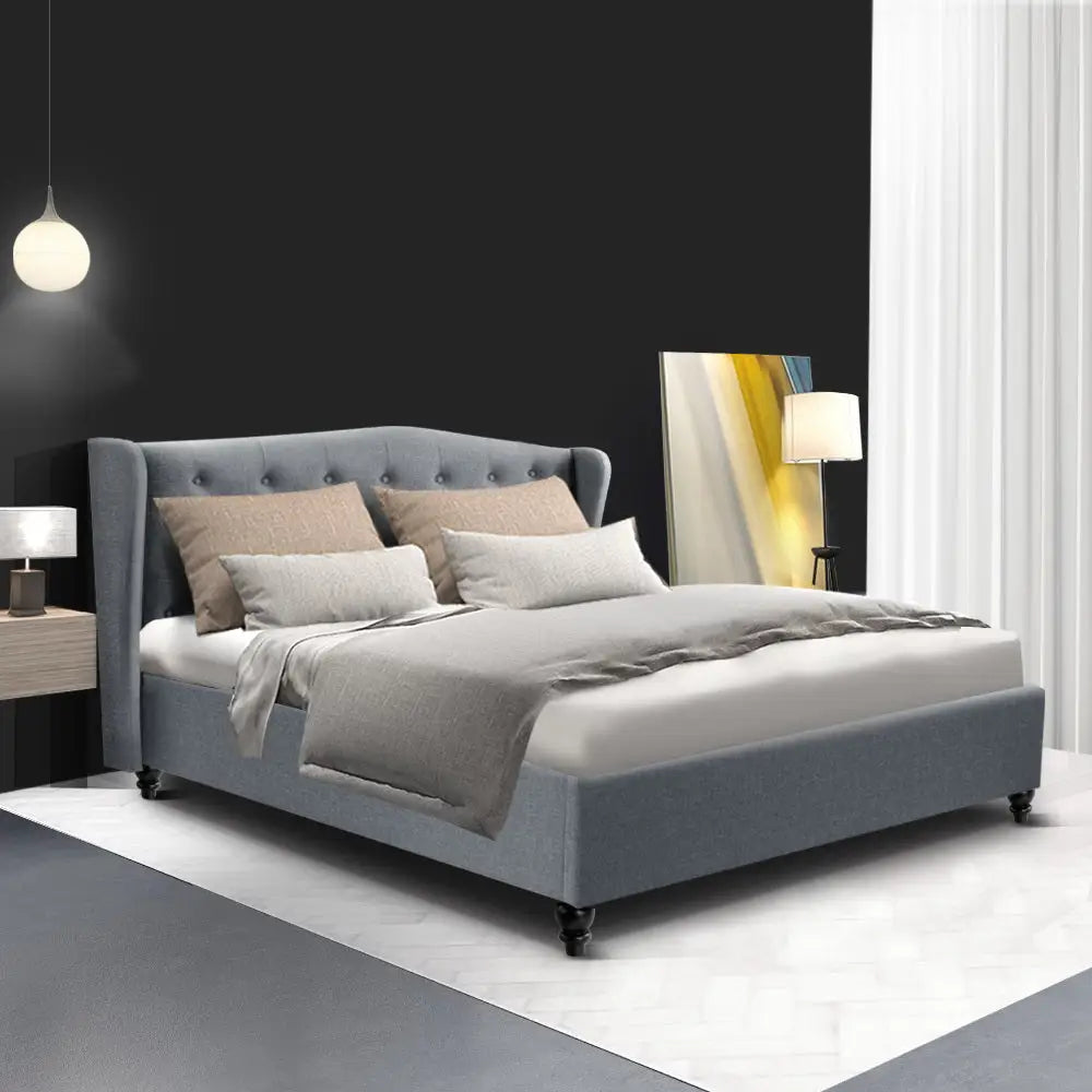 Artiss Bed Frame Double Size Grey PIER - Furniture > Bedroom