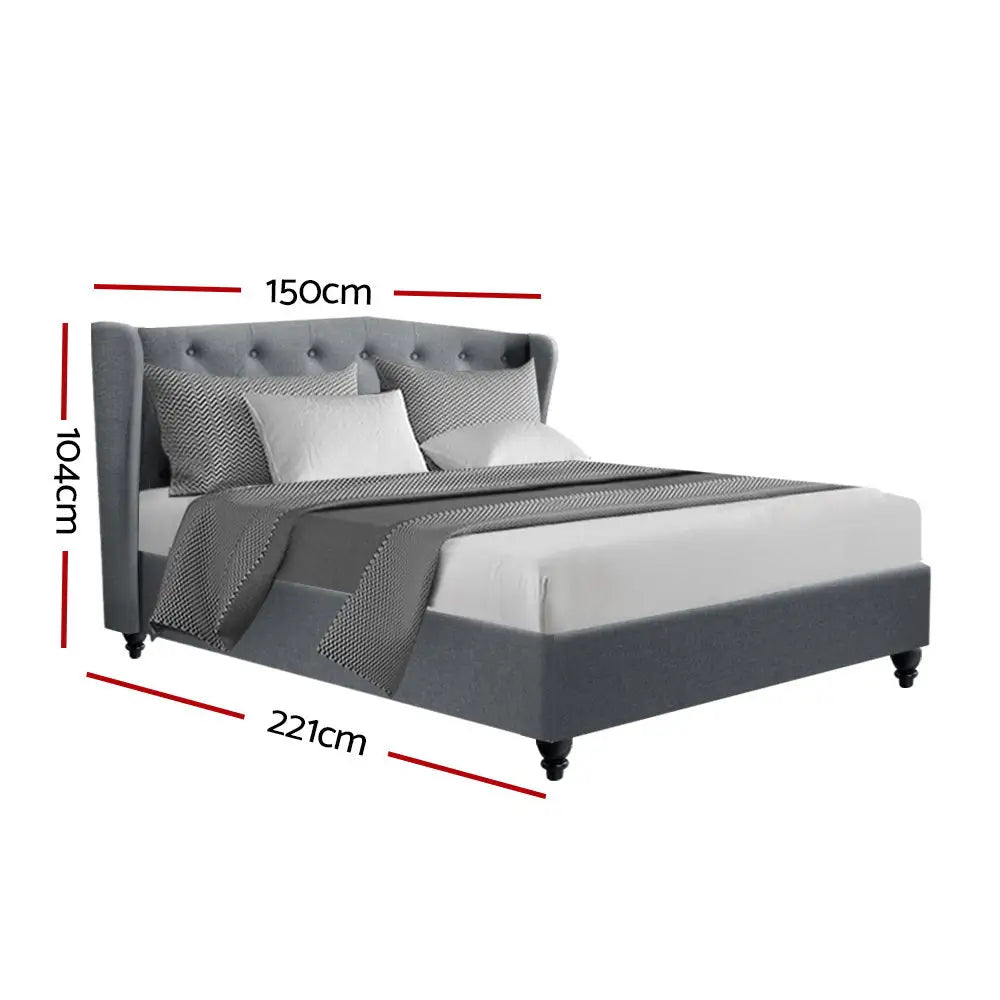 Artiss Bed Frame Double Size Grey PIER - Furniture > Bedroom