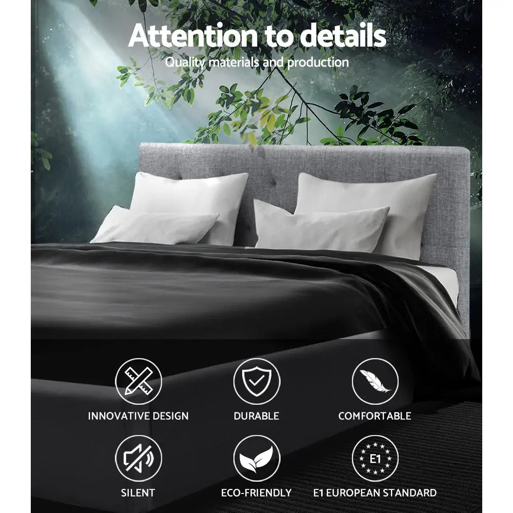 Artiss Bed Frame Double Size Grey VANKE - Furniture > Bedroom