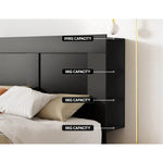 Artiss Bed Frame Double Size Bed Head with Shelves Headboard Bedhead Base Black - Furniture > Bedroom