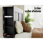 Artiss Bed Frame Double Size Bed Head with Shelves Headboard Bedhead Base Black - Furniture > Bedroom