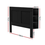 Artiss Bed Frame Double Size Bed Head with Shelves Headboard Bedhead Base Black - Furniture > Bedroom
