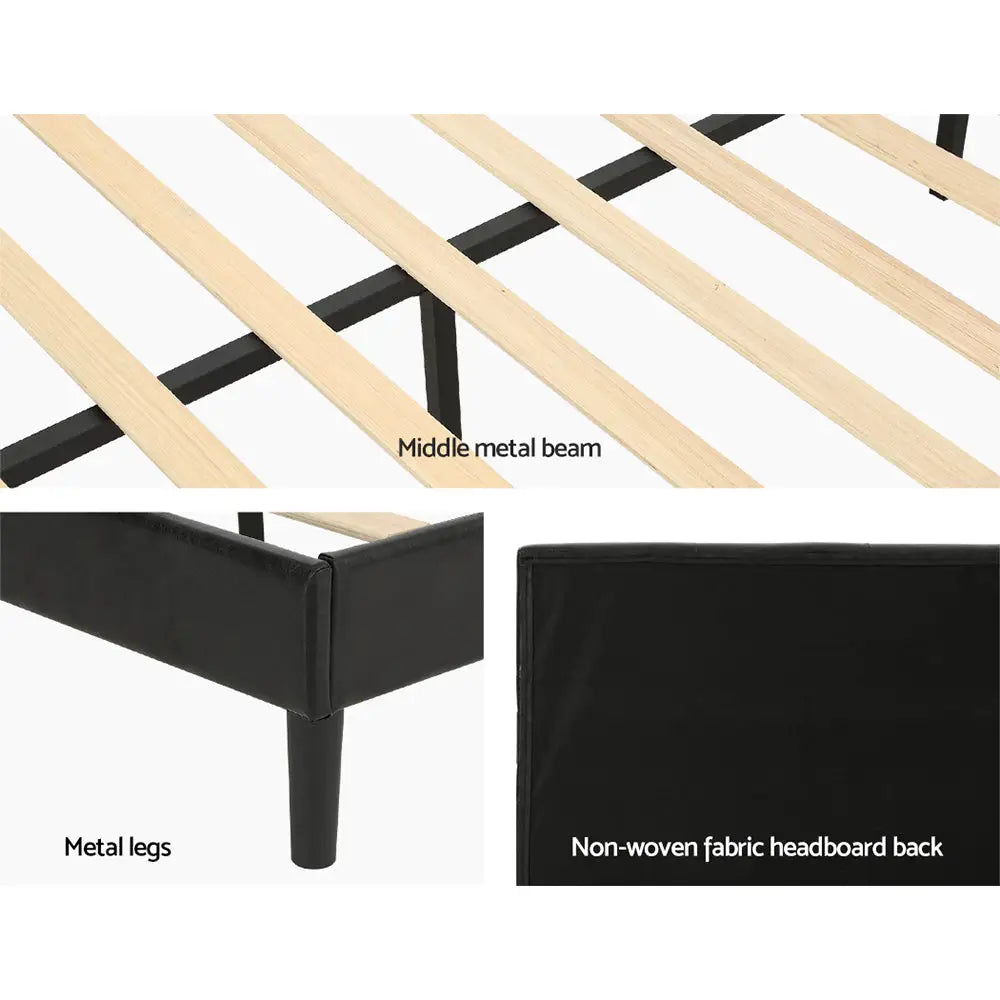 Artiss Bed Frame Double Size LED Black RAVI - Furniture > Bedroom
