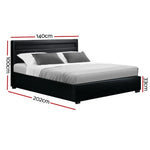 Artiss Bed Frame Double Size LED Gas Lift Black COLE - Furniture > Bedroom