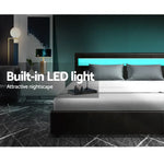 Artiss Bed Frame Double Size LED Gas Lift Black COLE - Furniture > Bedroom