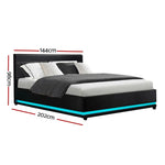 Artiss Bed Frame Double Size LED Gas Lift Black LUMI - Furniture > Bedroom