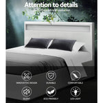 Artiss Bed Frame Double Size LED Gas Lift White COLE - Furniture > Bedroom