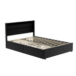 Artiss Bed Frame Double Size LED with 4 Drawers Black DUNN - Furniture > Bedroom > Beds & Bed Frames