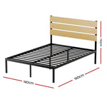 Artiss Bed Frame Double Size Metal Base Mattress Platform Foundation Black PAULA - Furniture > Bedroom
