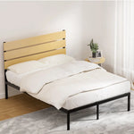 Artiss Bed Frame Double Size Metal Base Mattress Platform Foundation Black PAULA - Furniture > Bedroom