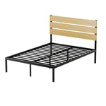 Artiss Bed Frame Double Size Metal Base Mattress Platform Foundation Black PAULA - Furniture > Bedroom